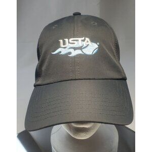 USTA Tennis Cap Hat Black One Size Fit Most Adjustable Embroidered Logo